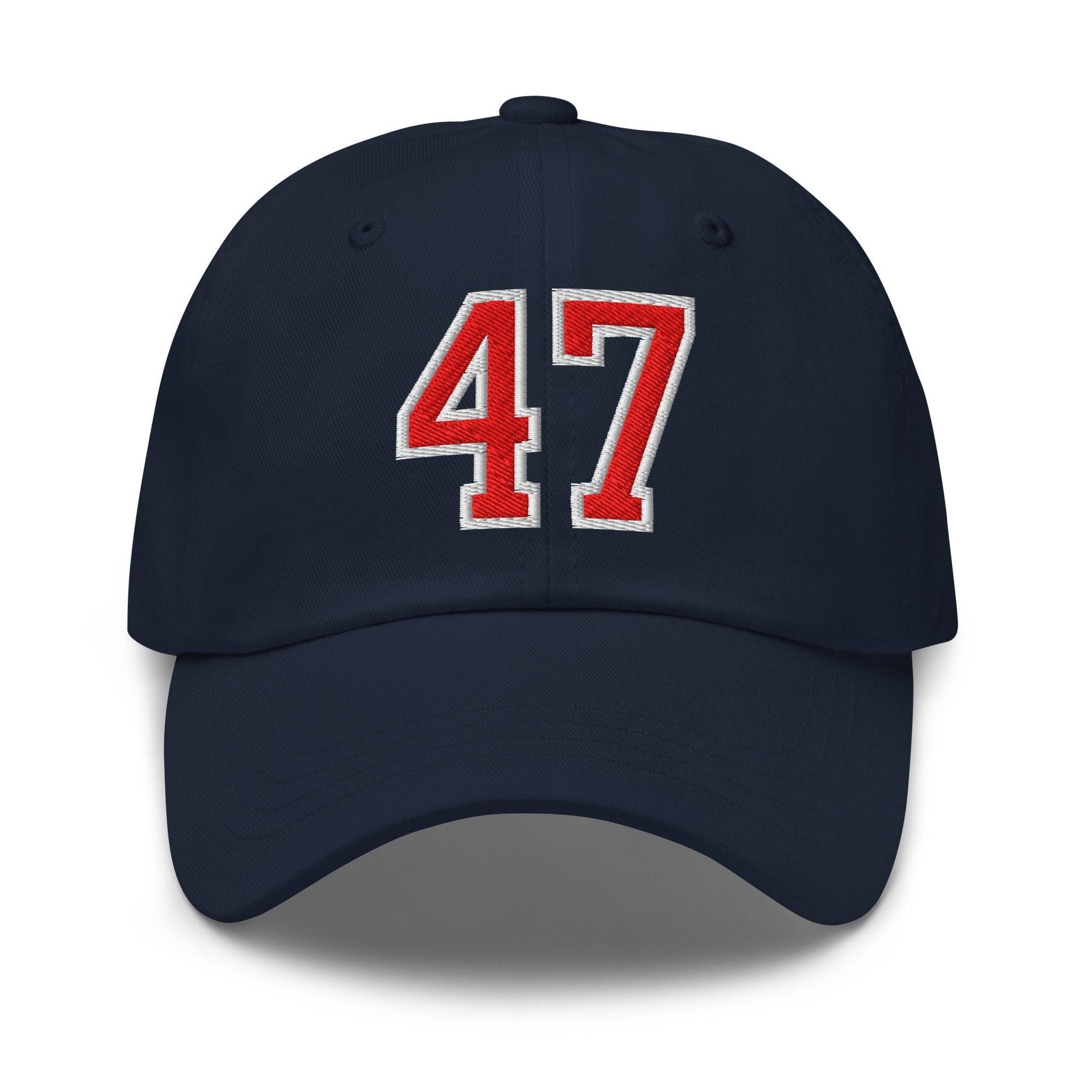 Donald Trump 47 Embroidered Dad Hat Red/White - Navy