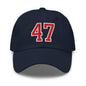 Donald Trump 47 Embroidered Dad Hat Red/White - Navy
