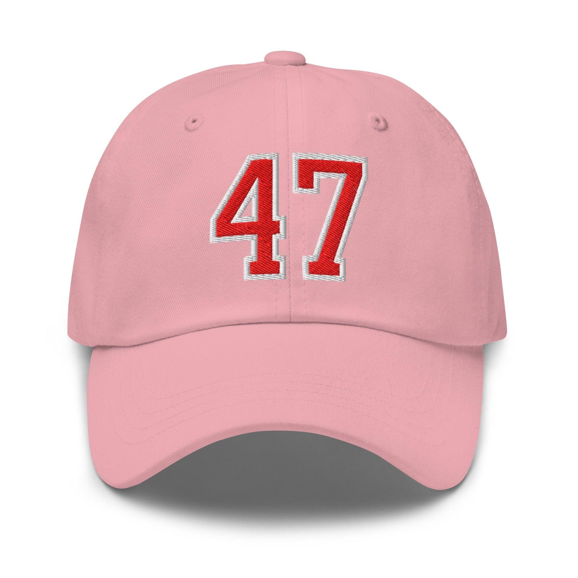 Donald Trump 47 Embroidered Dad Hat Red/White - Pink