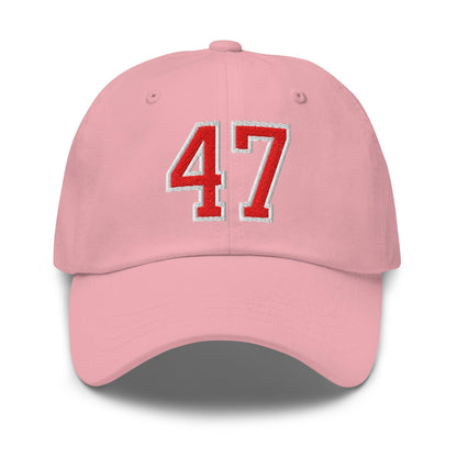 Donald Trump 47 Embroidered Dad Hat Red/White - Pink