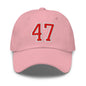 Donald Trump 47 Embroidered Dad Hat Red/White - Pink
