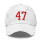 Donald Trump 47 Embroidered Dad Hat Red/White - White