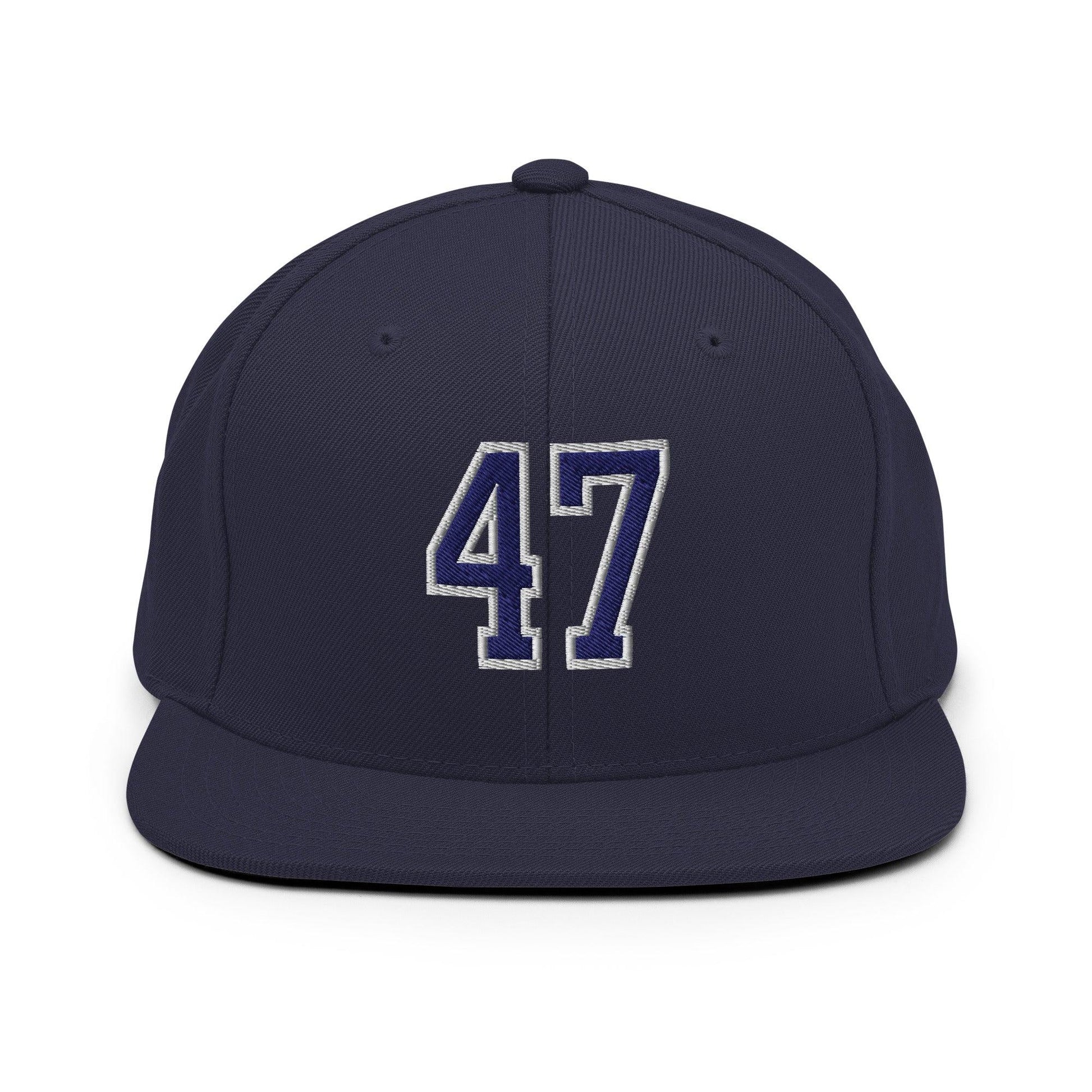 Donald Trump 47 Embroidered Flat Bill Brim Snapback Hat Blue/White - Navy