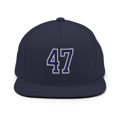 Donald Trump 47 Embroidered Flat Bill Brim Snapback Hat Blue/White - Navy