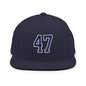 Donald Trump 47 Embroidered Flat Bill Brim Snapback Hat Blue/White - Navy