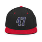 Donald Trump 47 Embroidered Flat Bill Brim Snapback Hat Blue/White - Black/ Red