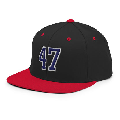 Donald Trump 47 Embroidered Flat Bill Brim Snapback Hat Blue/White