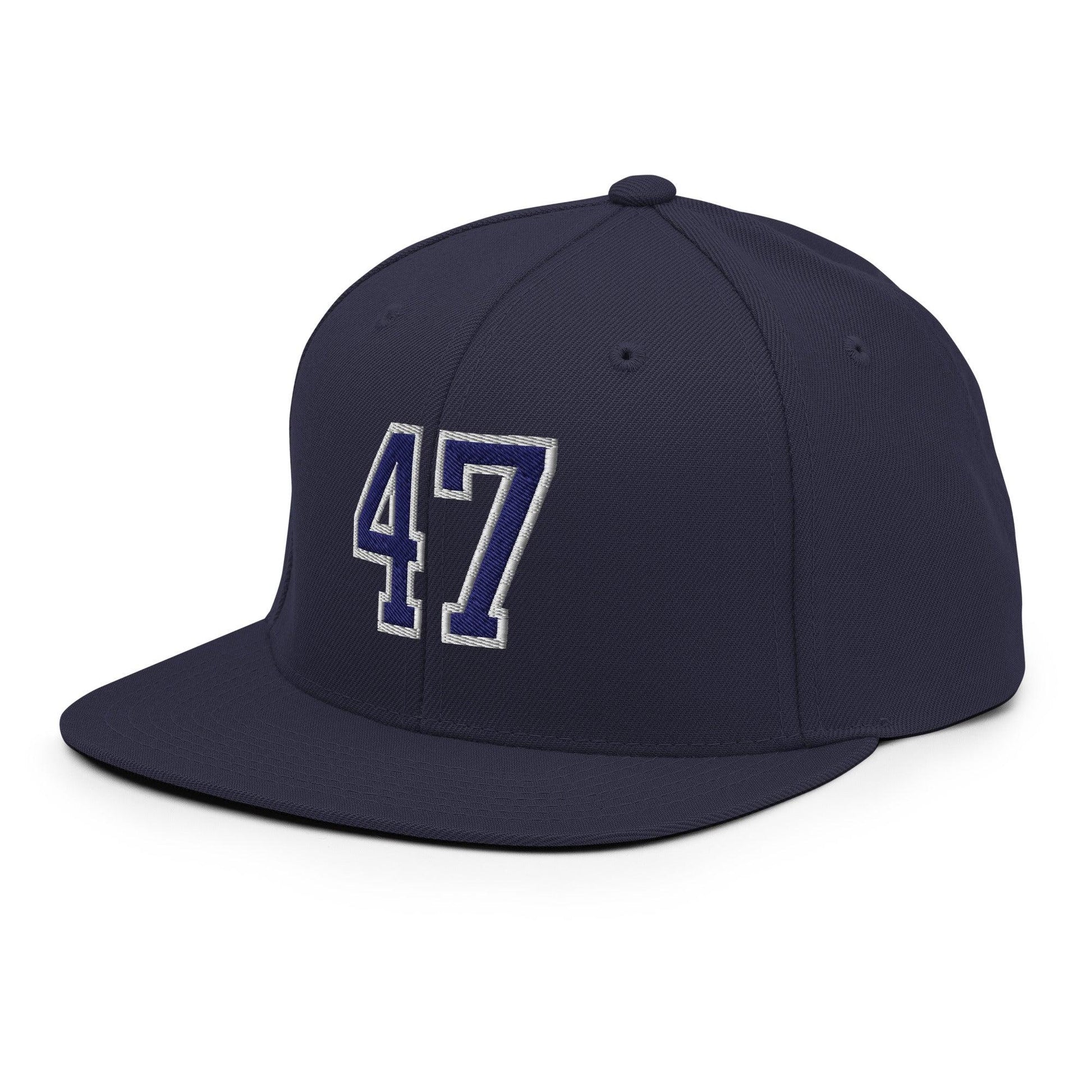 Donald Trump 47 Embroidered Flat Bill Brim Snapback Hat Blue/White