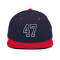 Donald Trump 47 Embroidered Flat Bill Brim Snapback Hat Blue/White - Navy/ Red