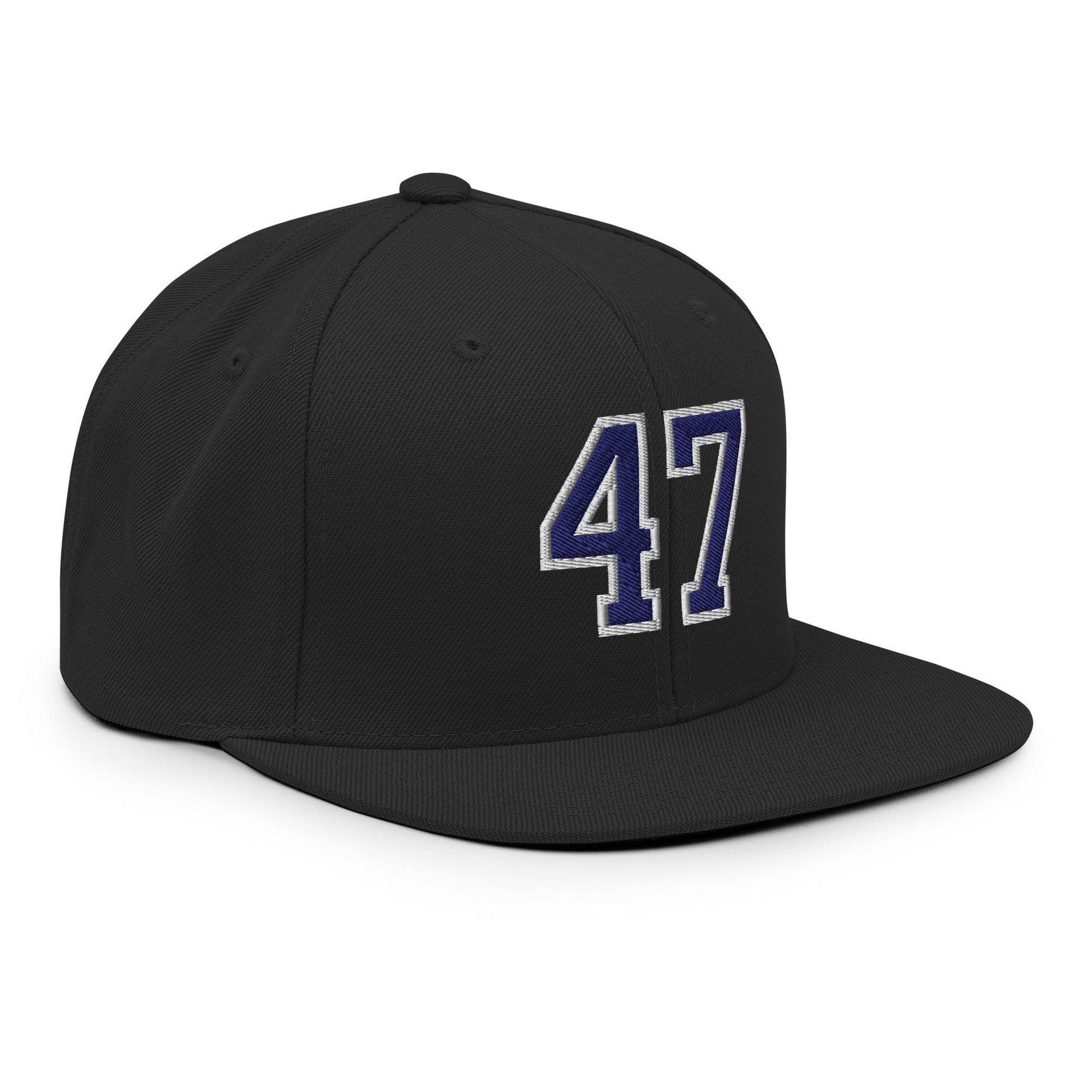 Donald Trump 47 Embroidered Flat Bill Brim Snapback Hat Blue/White