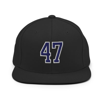 Donald Trump 47 Embroidered Flat Bill Brim Snapback Hat Blue/White - Black