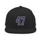 Donald Trump 47 Embroidered Flat Bill Brim Snapback Hat Blue/White - Black