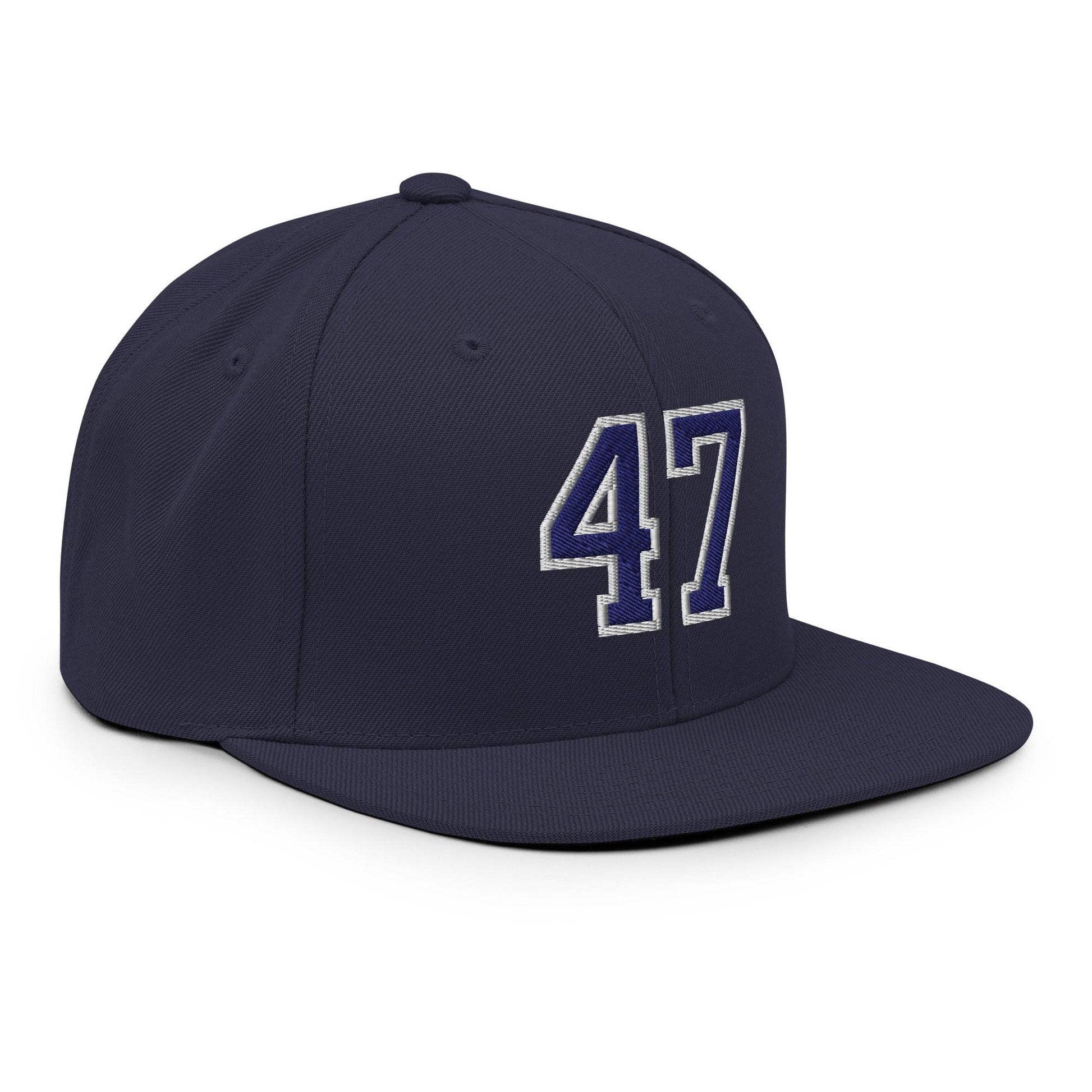 Donald Trump 47 Embroidered Flat Bill Brim Snapback Hat Blue/White