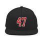 Donald Trump 47 Embroidered Flat Bill Brim Snapback Hat Red/White - Black