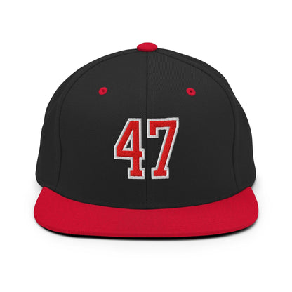 Donald Trump 47 Embroidered Flat Bill Brim Snapback Hat Red/White - Black/ Red