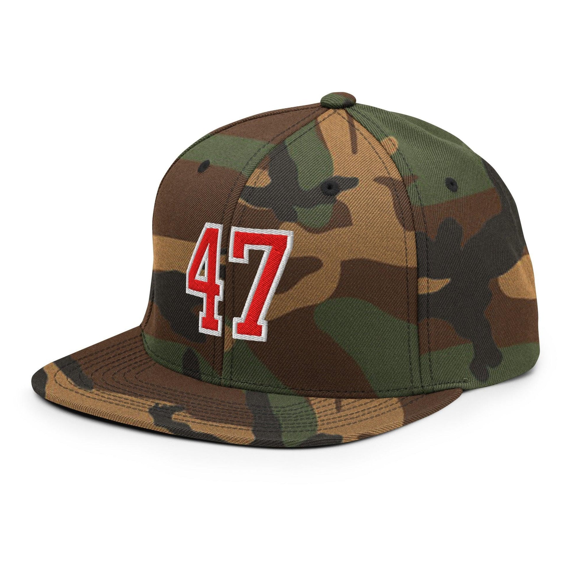 Donald Trump 47 Embroidered Flat Bill Brim Snapback Hat Red/White