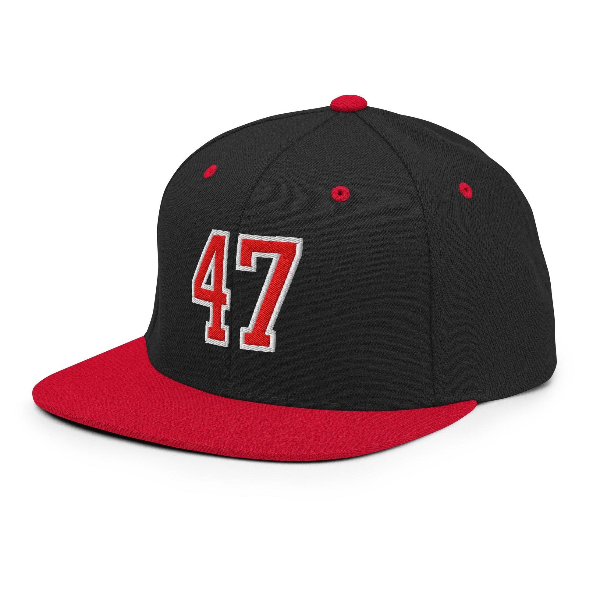 Donald Trump 47 Embroidered Flat Bill Brim Snapback Hat Red/White