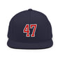 Donald Trump 47 Embroidered Flat Bill Brim Snapback Hat Red/White - Navy