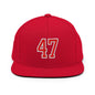 Donald Trump 47 Embroidered Flat Bill Brim Snapback Hat Red/White - Red
