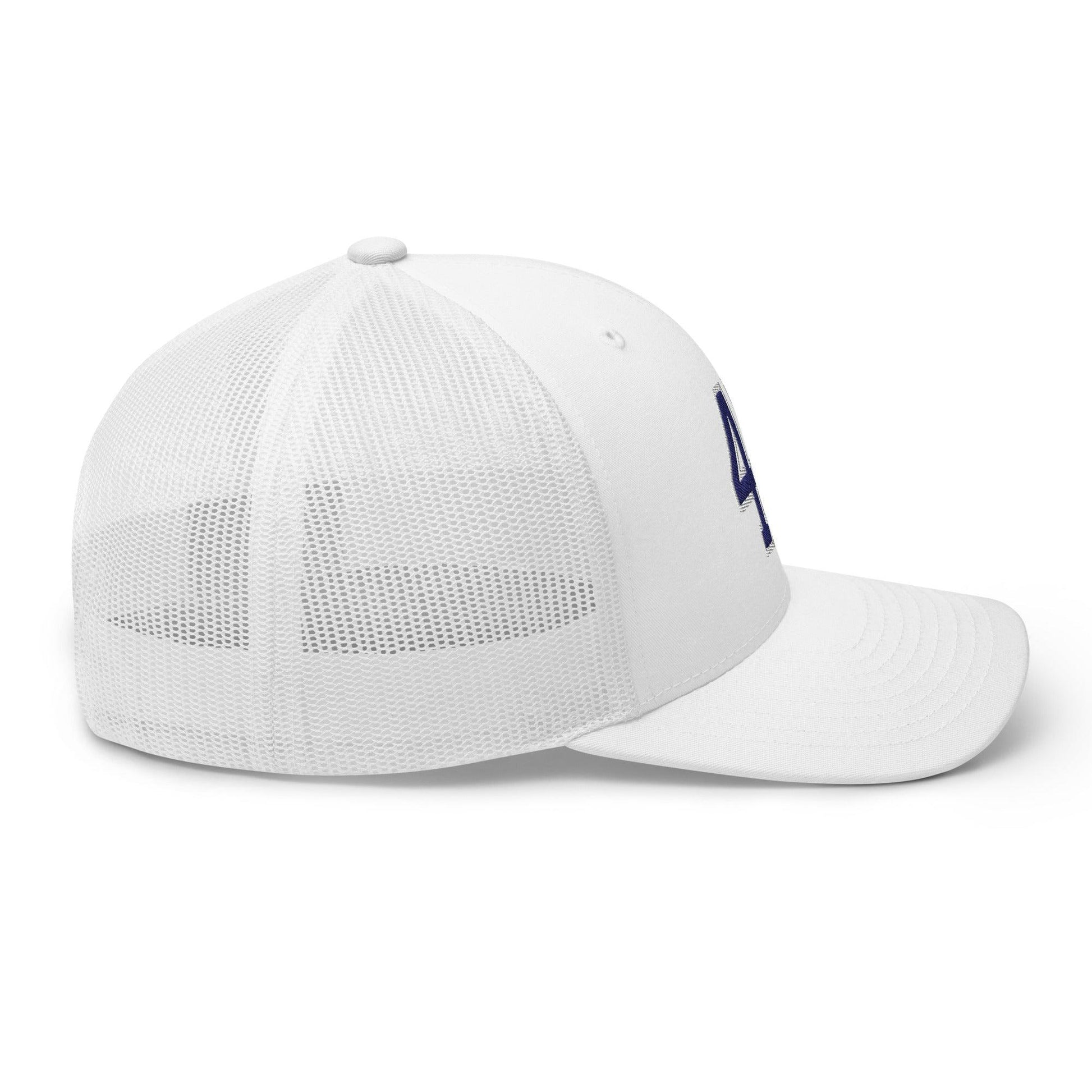 Donald Trump 47 Embroidered Mesh Trucker Hat Blue/White