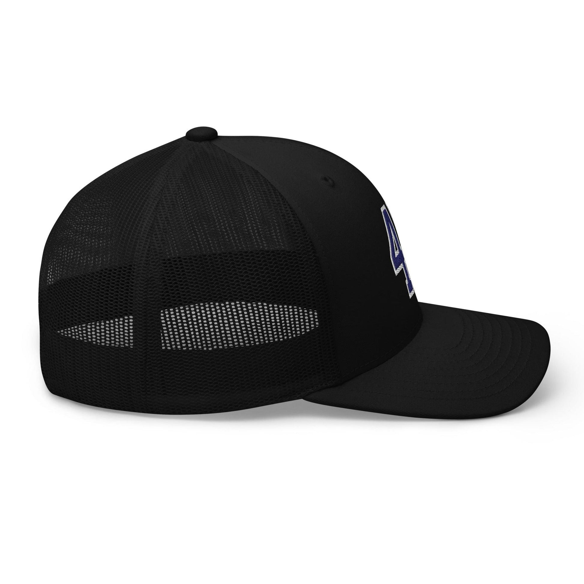 Donald Trump 47 Embroidered Mesh Trucker Hat Blue/White