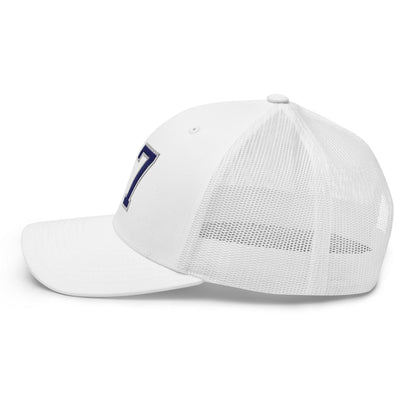Donald Trump 47 Embroidered Mesh Trucker Hat Blue/White