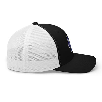 Donald Trump 47 Embroidered Mesh Trucker Hat Blue/White