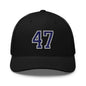 Donald Trump 47 Embroidered Mesh Trucker Hat Blue/White - Black
