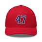 Donald Trump 47 Embroidered Mesh Trucker Hat Blue/White - Red