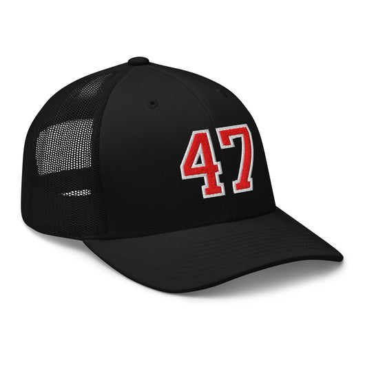 Donald Trump 47 Embroidered Mesh Trucker Hat Red/White