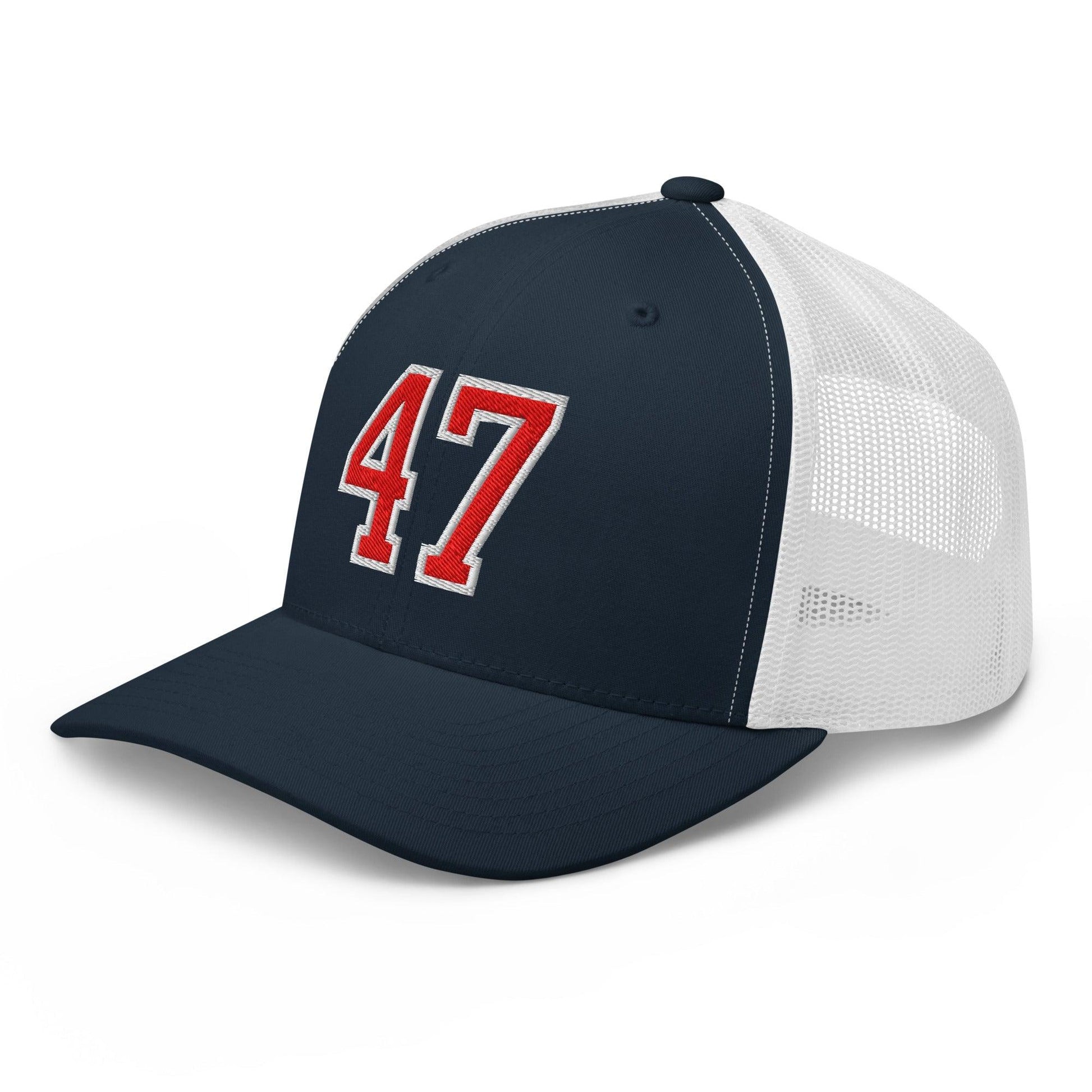 Donald Trump 47 Embroidered Mesh Trucker Hat Red/White