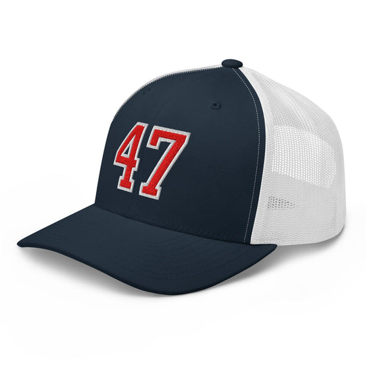 Donald Trump 47 Embroidered Mesh Trucker Hat Red/White