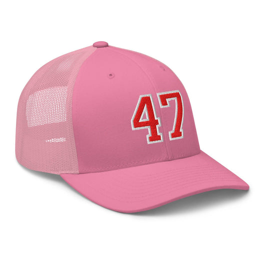 Donald Trump 47 Embroidered Mesh Trucker Hat Red/White