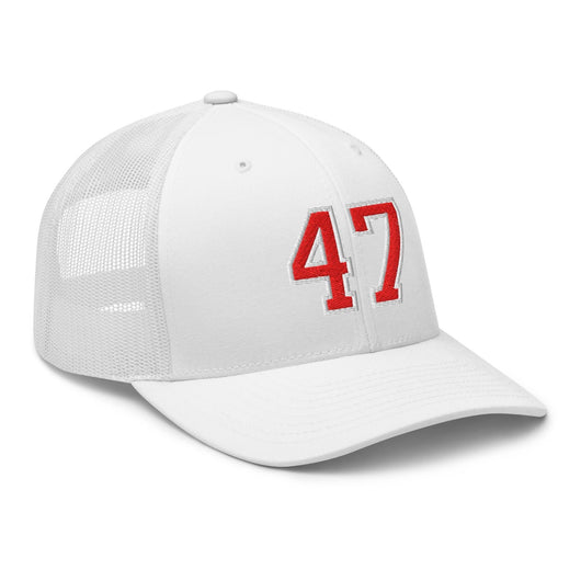 Donald Trump 47 Embroidered Mesh Trucker Hat Red/White