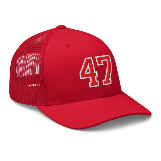 Donald Trump 47 Embroidered Mesh Trucker Hat Red/White