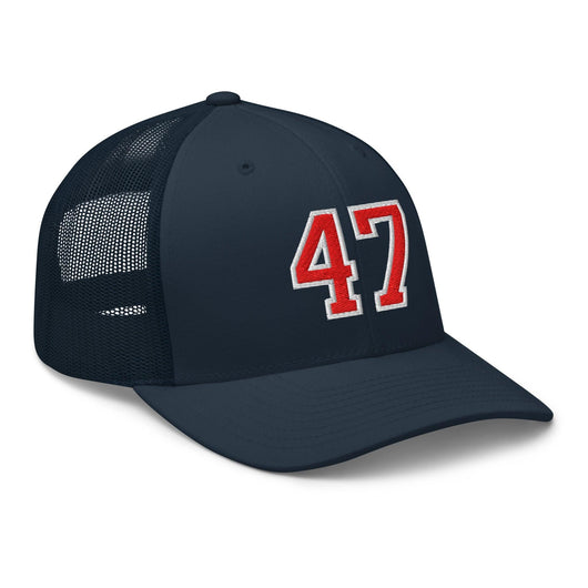 Donald Trump 47 Embroidered Mesh Trucker Hat Red/White