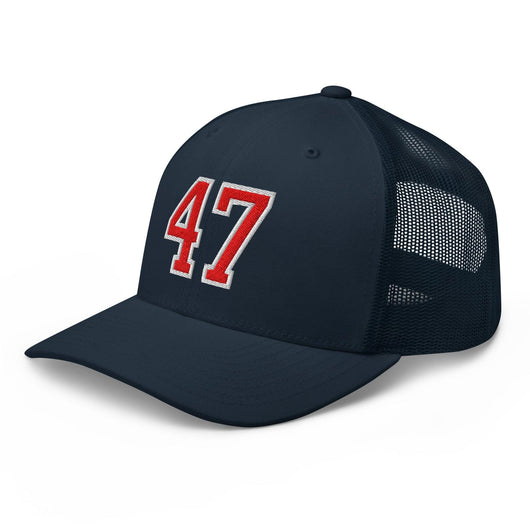 Donald Trump 47 Embroidered Mesh Trucker Hat Red/White