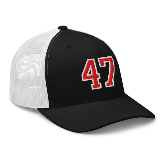 Donald Trump 47 Embroidered Mesh Trucker Hat Red/White