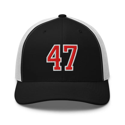 Donald Trump 47 Embroidered Mesh Trucker Hat Red/White - Black/ White