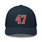 Donald Trump 47 Embroidered Mesh Trucker Hat Red/White - Navy