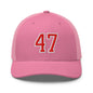 Donald Trump 47 Embroidered Mesh Trucker Hat Red/White - Pink
