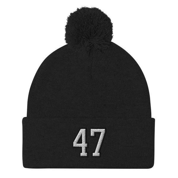 Donald Trump 47 Knit Pom Pom Beanie - Black