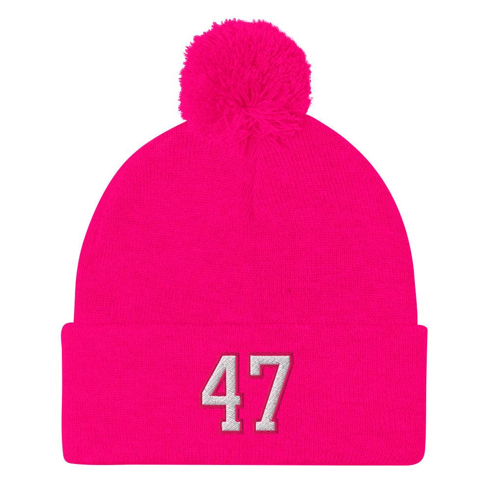 Donald Trump 47 Knit Pom Beanie - Neon Pink