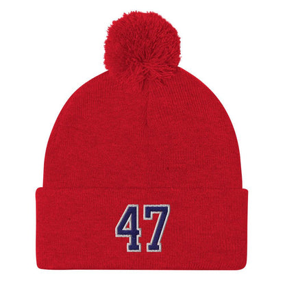 Donald Trump 47 Knit Pom Beanie - Red