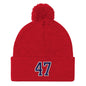 Donald Trump 47 Knit Pom Beanie - Red