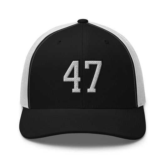 Donald Trump 47 Retro Trucker Hat - Black/ White