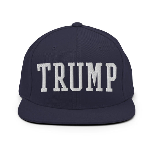 Donald Trump Block Flat Bill Brim Snapback Hat - Navy