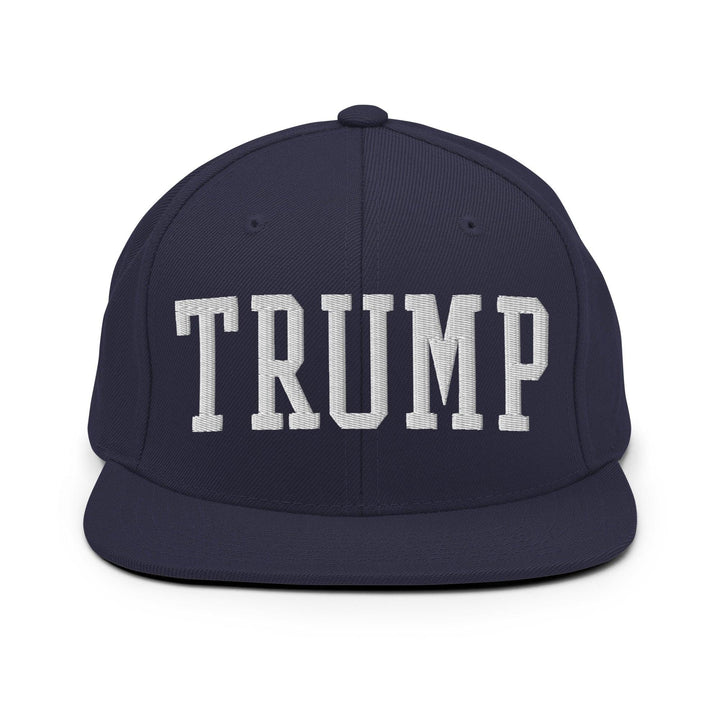 Donald Trump Block Flat Bill Brim Snapback Hat - Navy