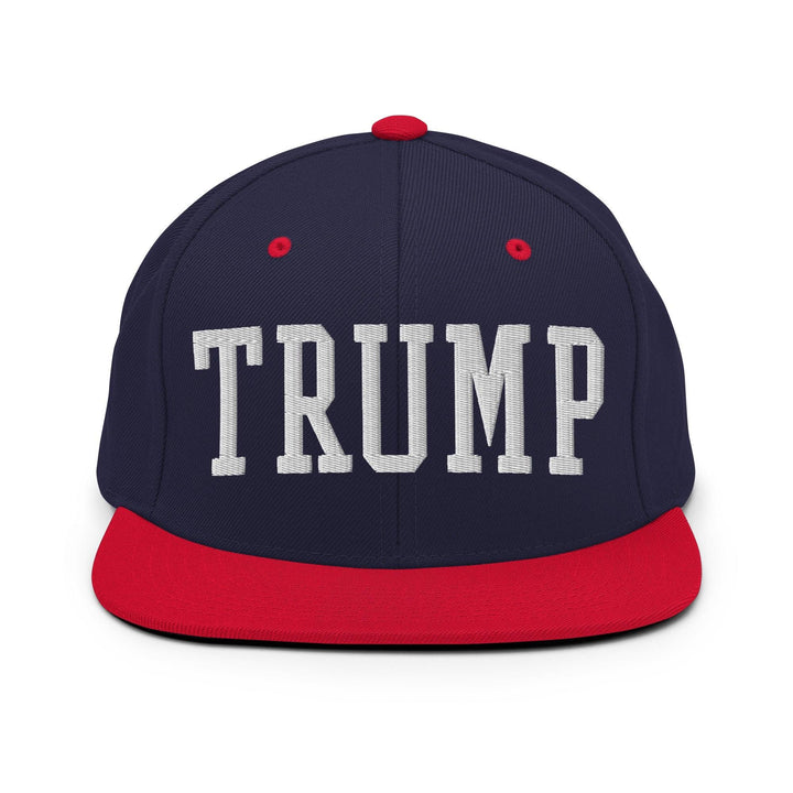 Donald Trump Block Flat Bill Brim Snapback Hat - Navy/ Red