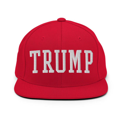 Donald Trump Block Flat Bill Brim Snapback Hat - Red - Headwear